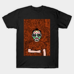 MaleMask NFT with ChineseEye Color and GreenSkin Color - Doodle Style T-Shirt